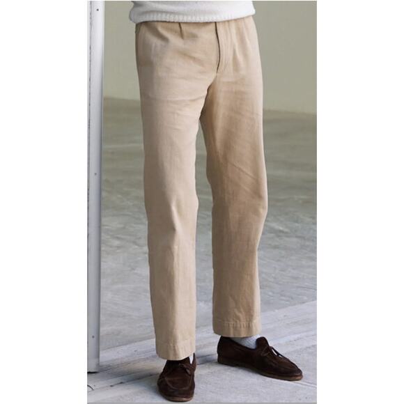 AYR The Pal Pleated Twill Pants Men’s 33x32 Khaki Relaxed Fit Straight Leg - Picture 1 of 12
